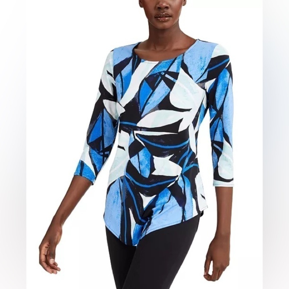 NWT Alfani Printed Point-Hem Top, Created for Macy's 3X